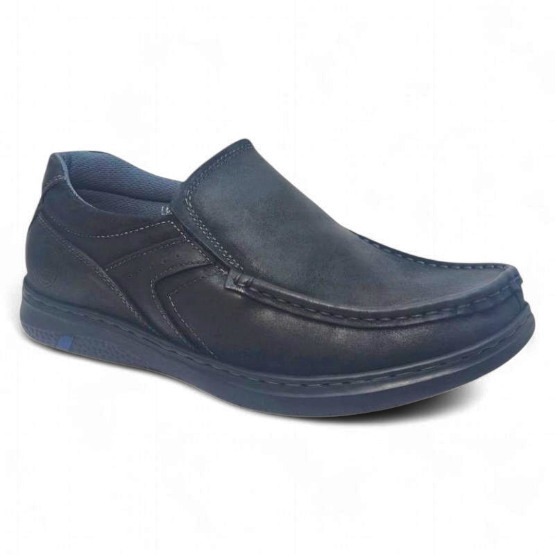 La Polo LPL01 Black Side view of La Polo Leather Slip-On Loafers LPL01 Black by Jenson Ken Shoes for Life