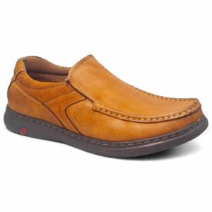 Side view of La Polo Leather Slip-On Loafers LPL02 Camel by Jenson Ken Shoes for Life