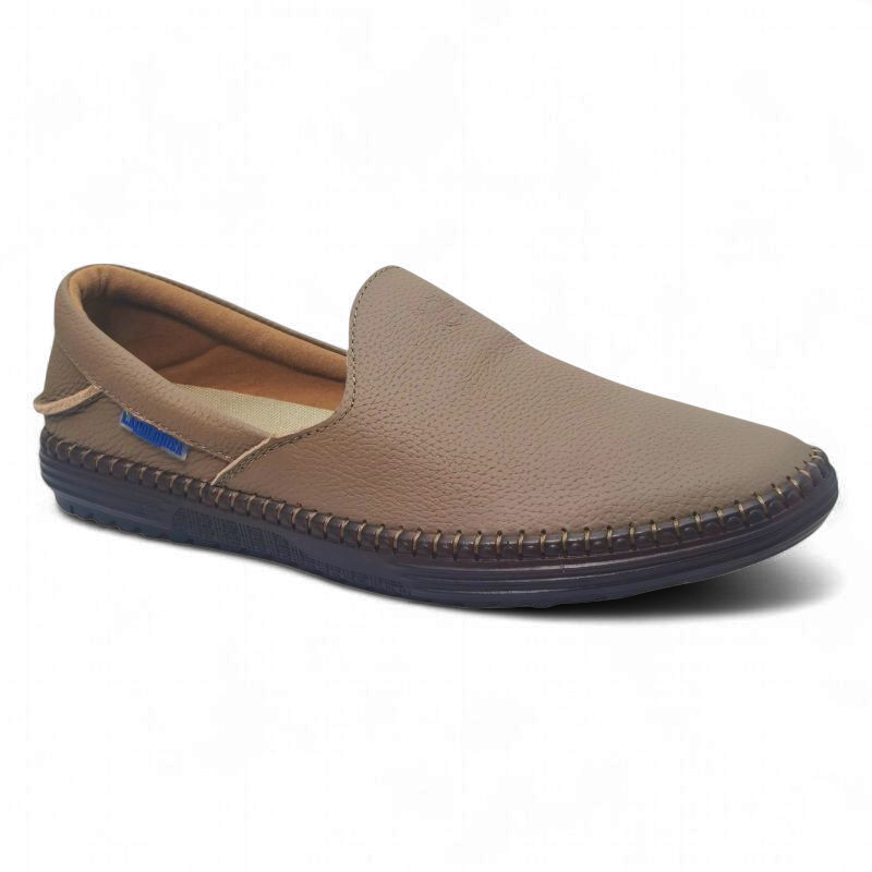 La Polo LPL10 Khaki Side View of La Polo Leather Slip-On Loafers LPL10 Khaki by Jenson Ken Shoes for Life