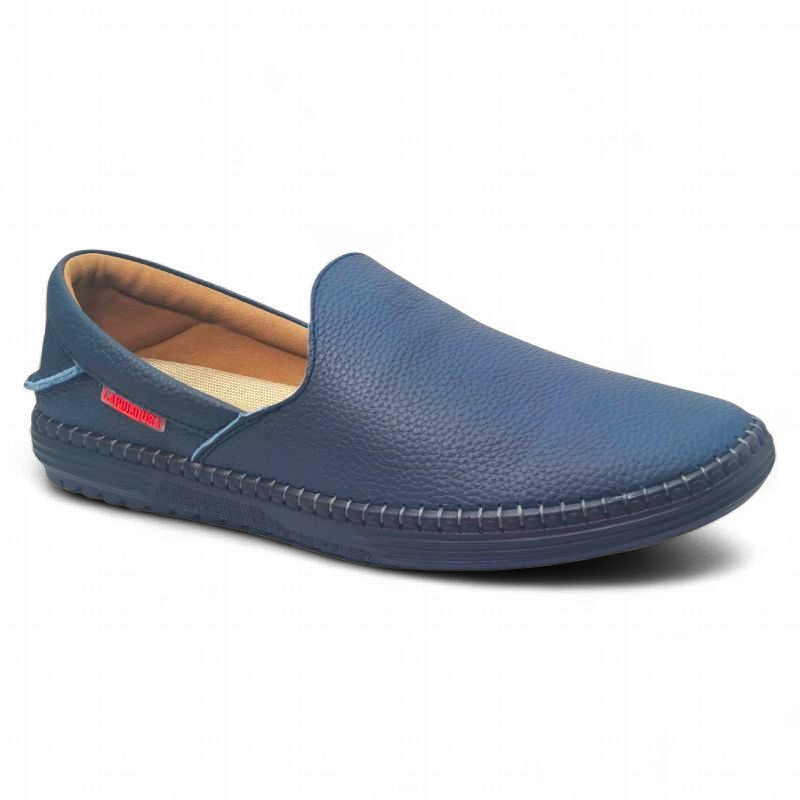 La Polo LPL11 Navy Side View of La Polo Leather Slip-On Loafers LPL11 Navy by Jenson Ken Shoes for Life