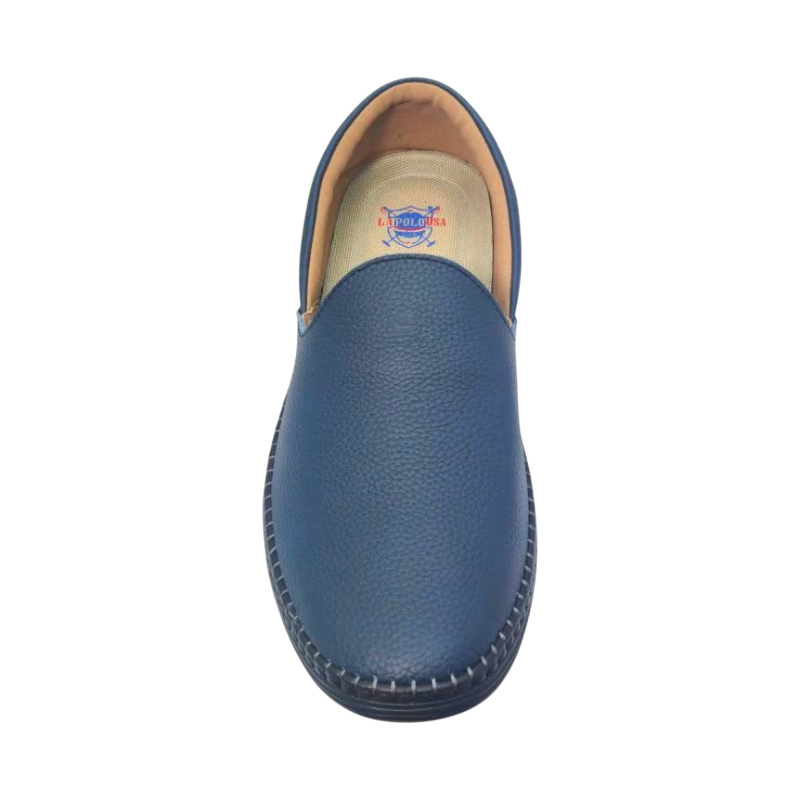La Polo LPL11 Navy Front View of a Polo Leather Slip-On Loafers LPL11 Navy by Jenson Ken Shoes for Life