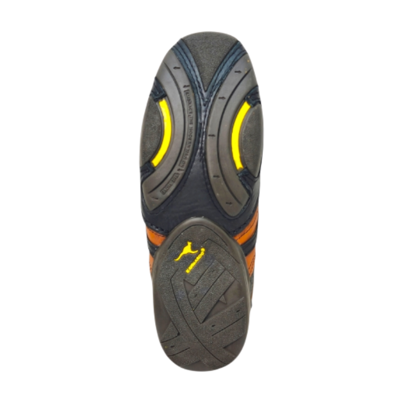 Kangaroo KGR196 Black/Tan Back View of Kangaroo Casual Leather Shoes KGR196 Black/Tan by Jenson Ken Shoes for Life