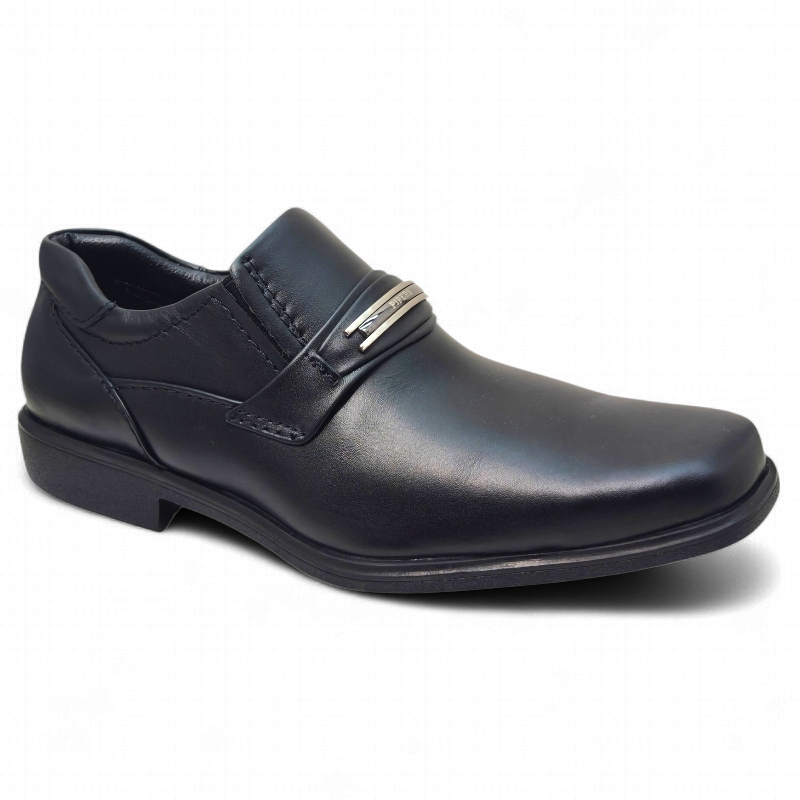 Pipers PPS22 Black Side View of Pipers Business Casual leather Shoes PPS22 Black by Jenson Ken Shoes for Life
