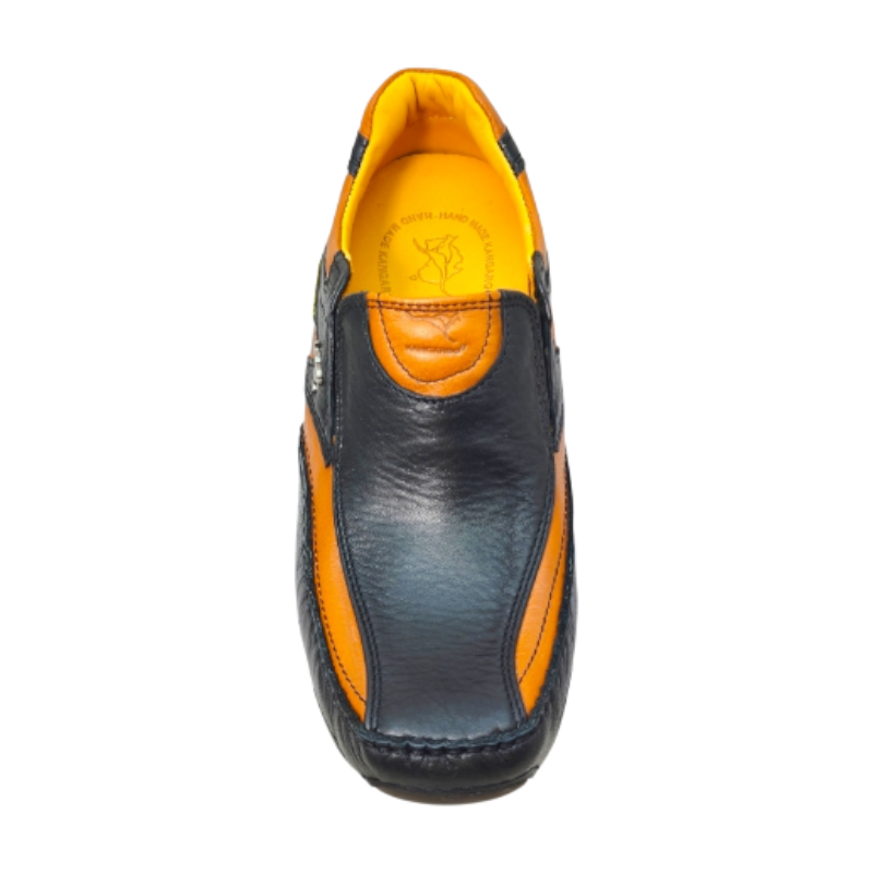 Kangaroo KGR196 Black/Tan Front View of Kangaroo Casual Leather Shoes KGR196 Black/Tan by Jenson Ken Shoes for Life