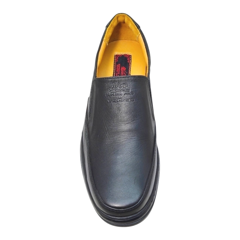 Express Polo 1EPL099 Black Front view Express Polo Business Casual Leather Shoes 1EPL099 Black by Jenson Ken Shoes for Life