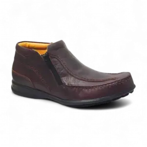 Side view Eagle Hunter Casual Leather Shoes HTR179 Maroon by Jenson Ken Shoes for Life